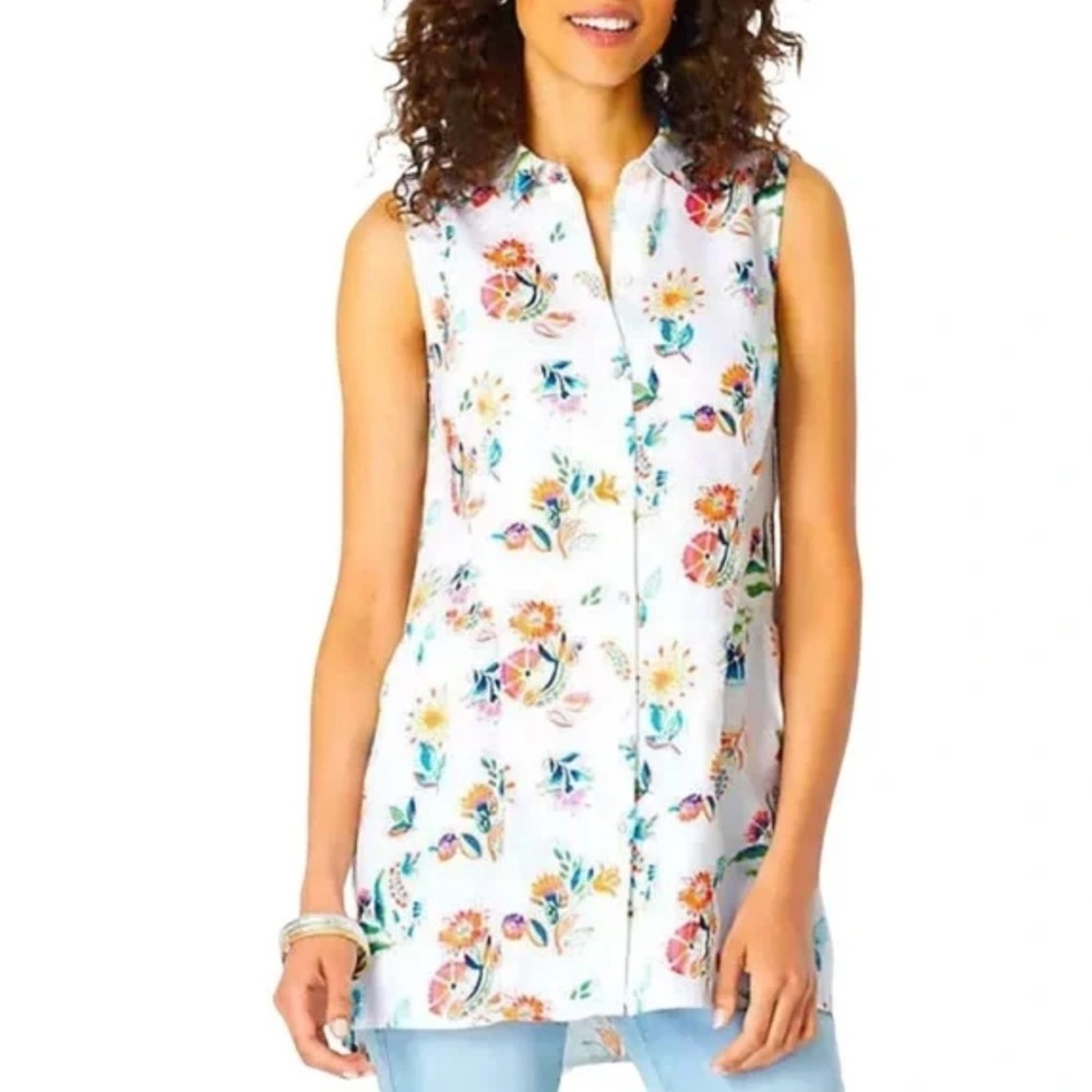 J Jill Love Linen Floral Blouse